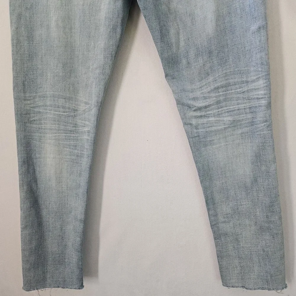 Serenede Jeans Mens Size 34 Skinny‎ Ripped Denim Medium Wash Distressed Raw Hem